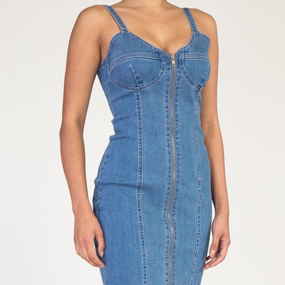 Bustier Denim Bodycon Dress " Bronx Girl" - Picture 1 of 4